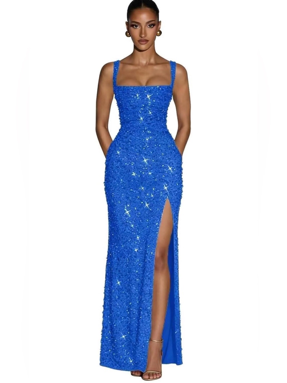Sparkling Royal Blue Sequin Evening Gown